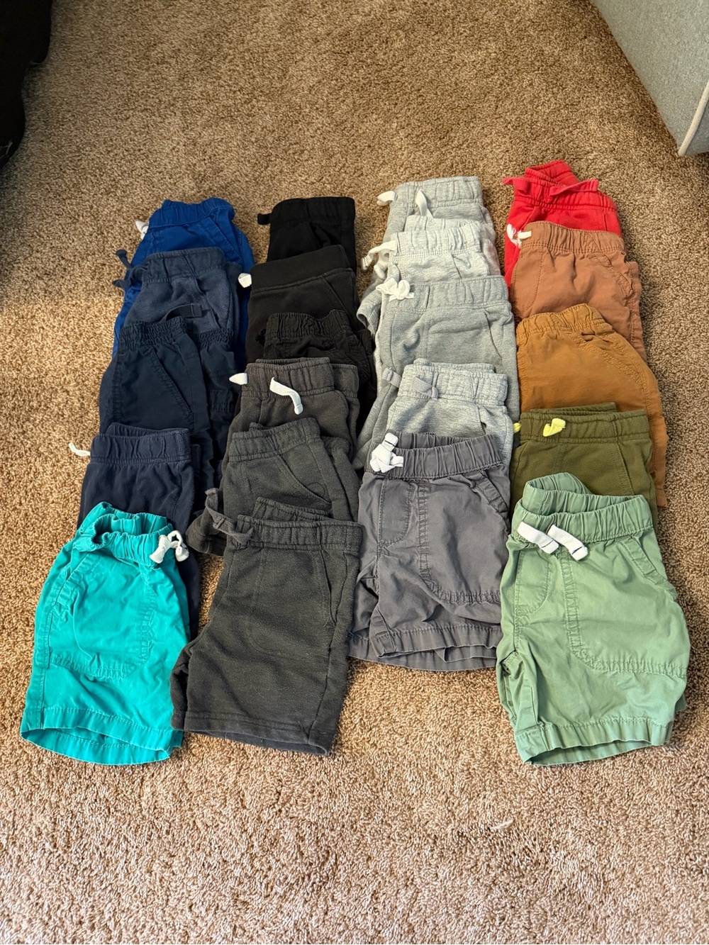 Kids Drawstring Cotton Shorts - Green